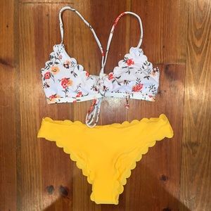 White and Yellow Floral Bikini
